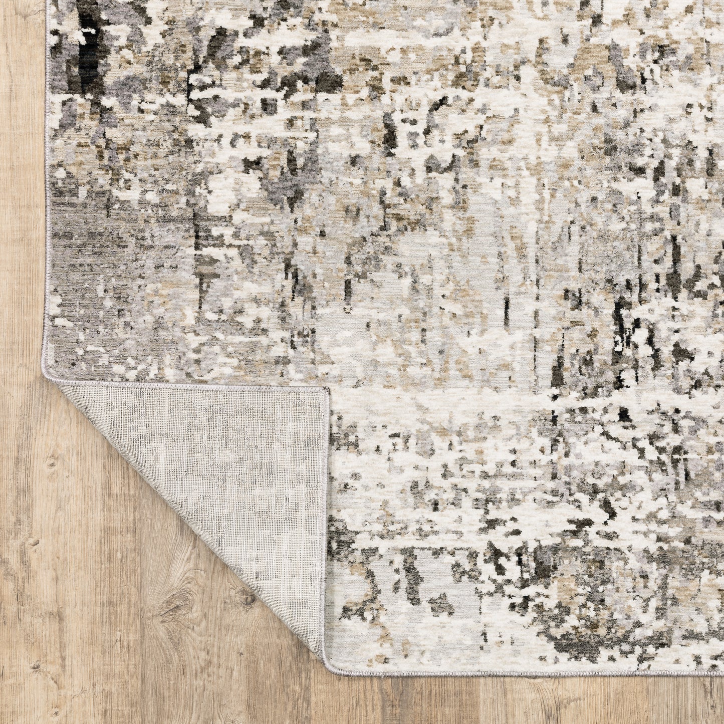 Nebulous Distressed Grey/ Beige Abstract Cut Pile Rug