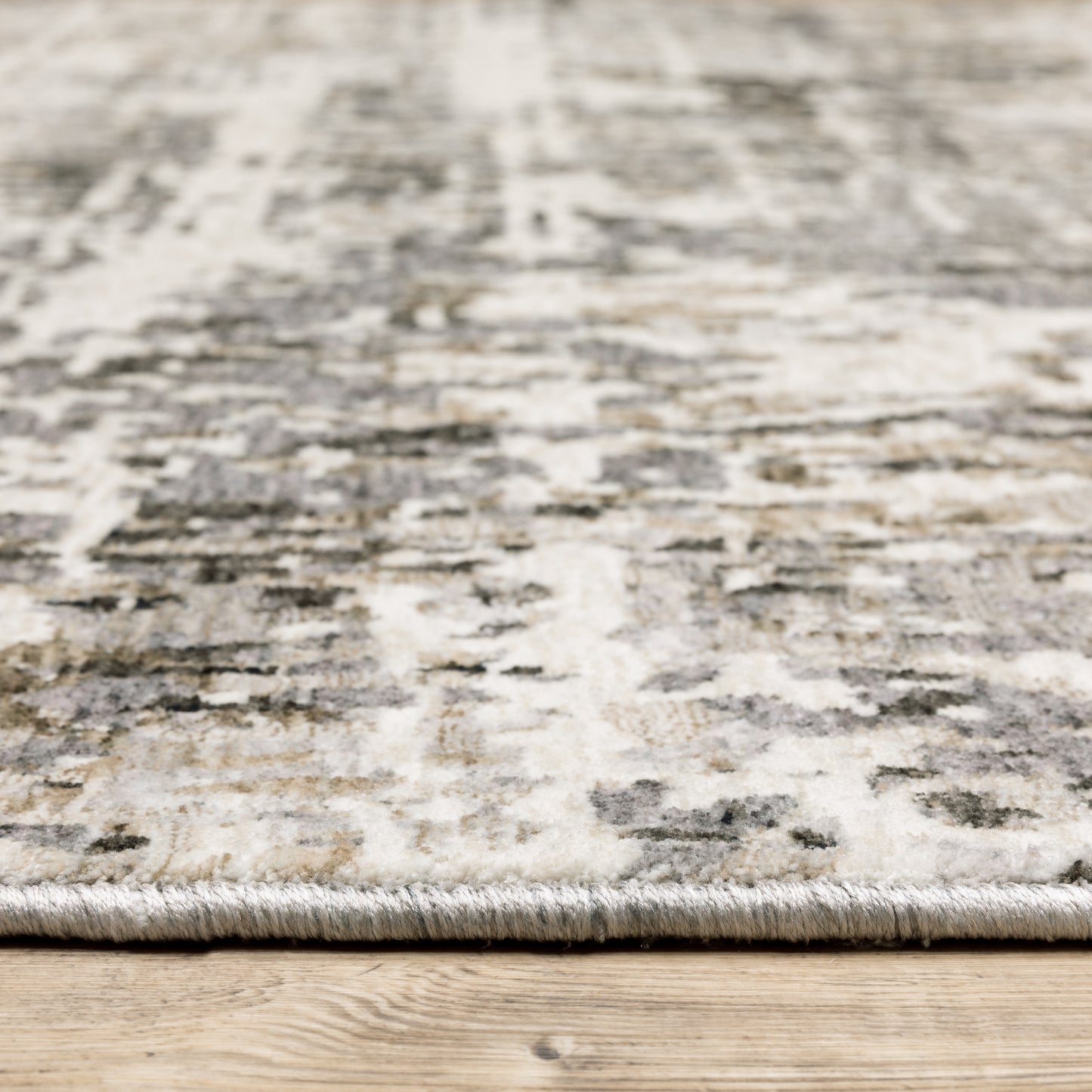 Nebulous Distressed Grey/ Beige Abstract Cut Pile Rug