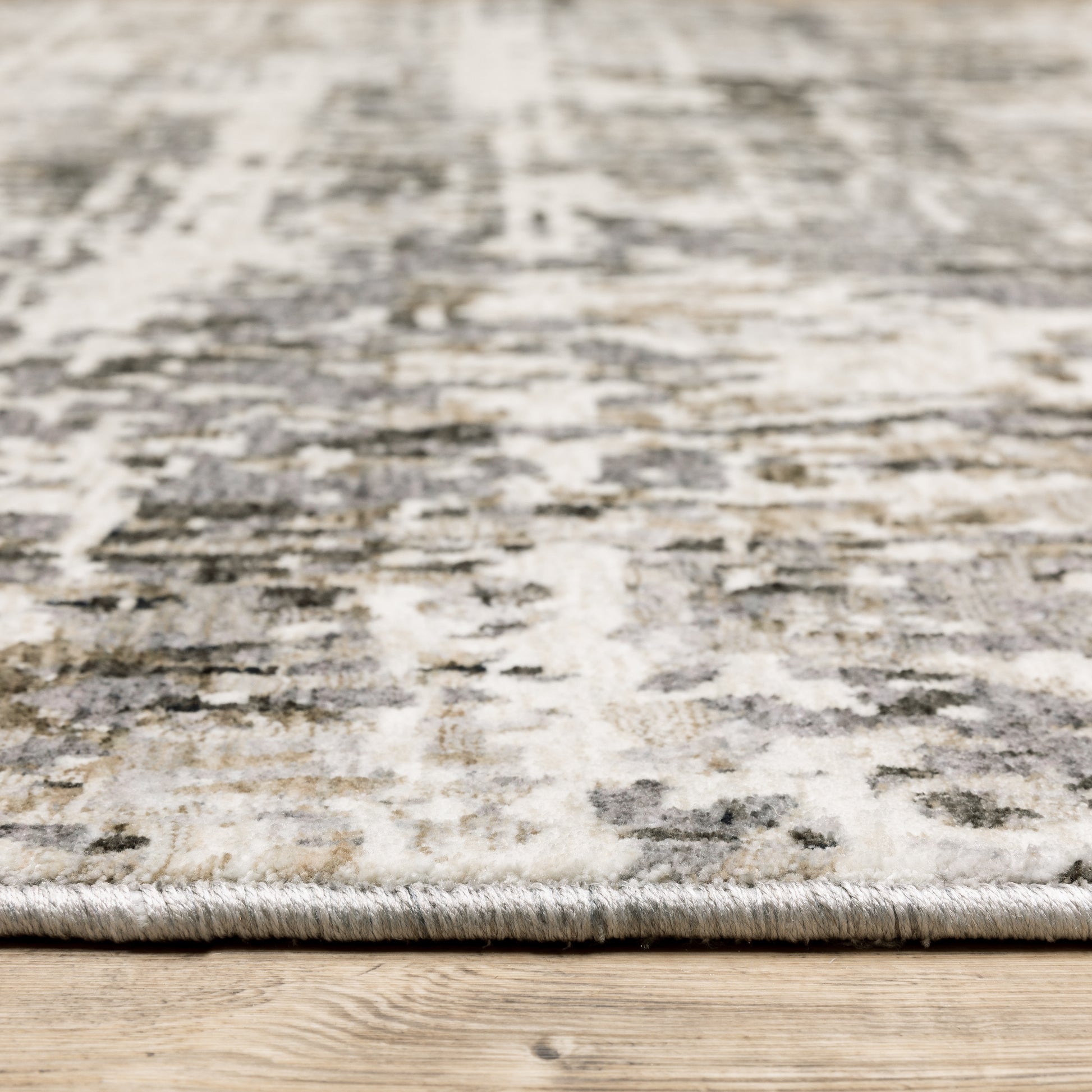 Nebulous Distressed Grey/ Beige Abstract Cut Pile Rug