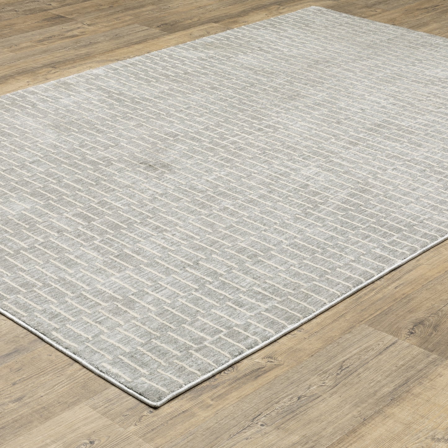 Oliver Geometric Grey/ Beige Cut Pile Rug