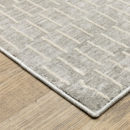 Oliver Geometric Grey/ Beige Cut Pile Rug