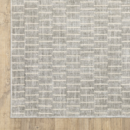 Oliver Geometric Grey/ Beige Cut Pile Rug