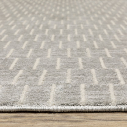 Oliver Geometric Grey/ Beige Cut Pile Rug