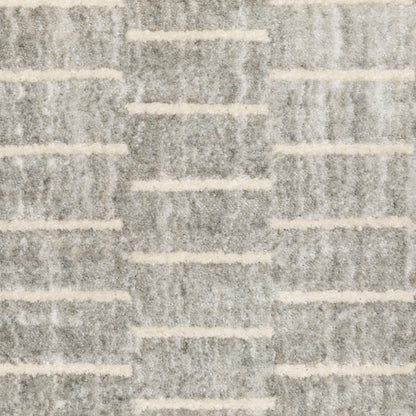 Oliver Geometric Grey/ Beige Cut Pile Rug