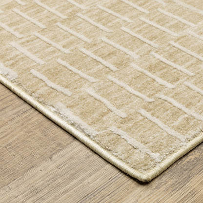 Oliver Geometric Gold/ Beige Cut Pile Rug
