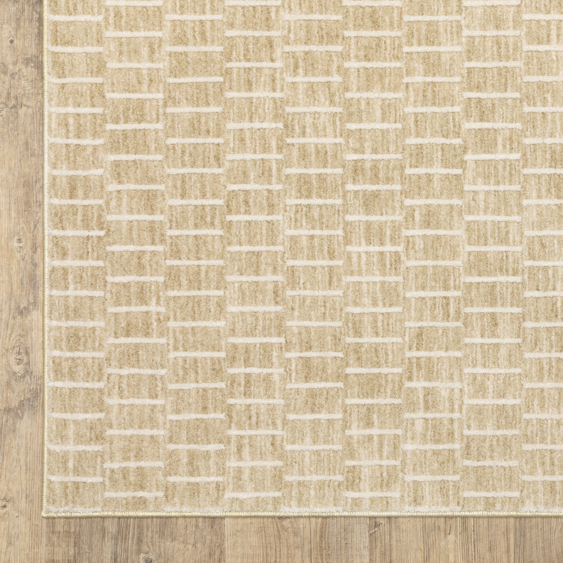 Oliver Geometric Gold/ Beige Cut Pile Rug