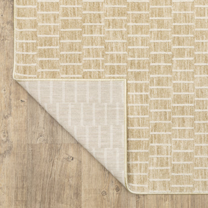 Oliver Geometric Gold/ Beige Cut Pile Rug