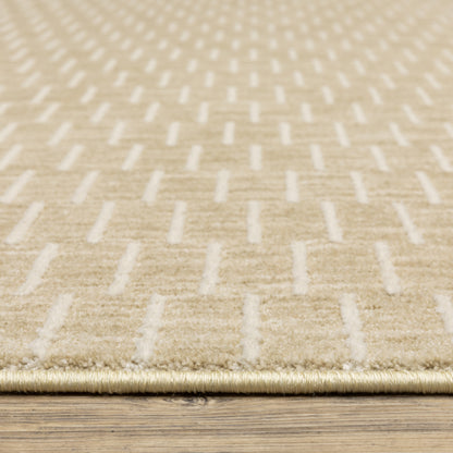 Oliver Geometric Gold/ Beige Cut Pile Rug
