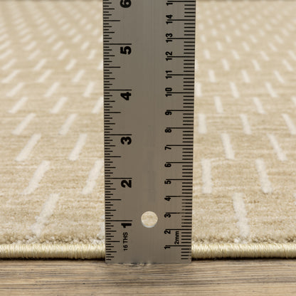 Oliver Geometric Gold/ Beige Cut Pile Rug