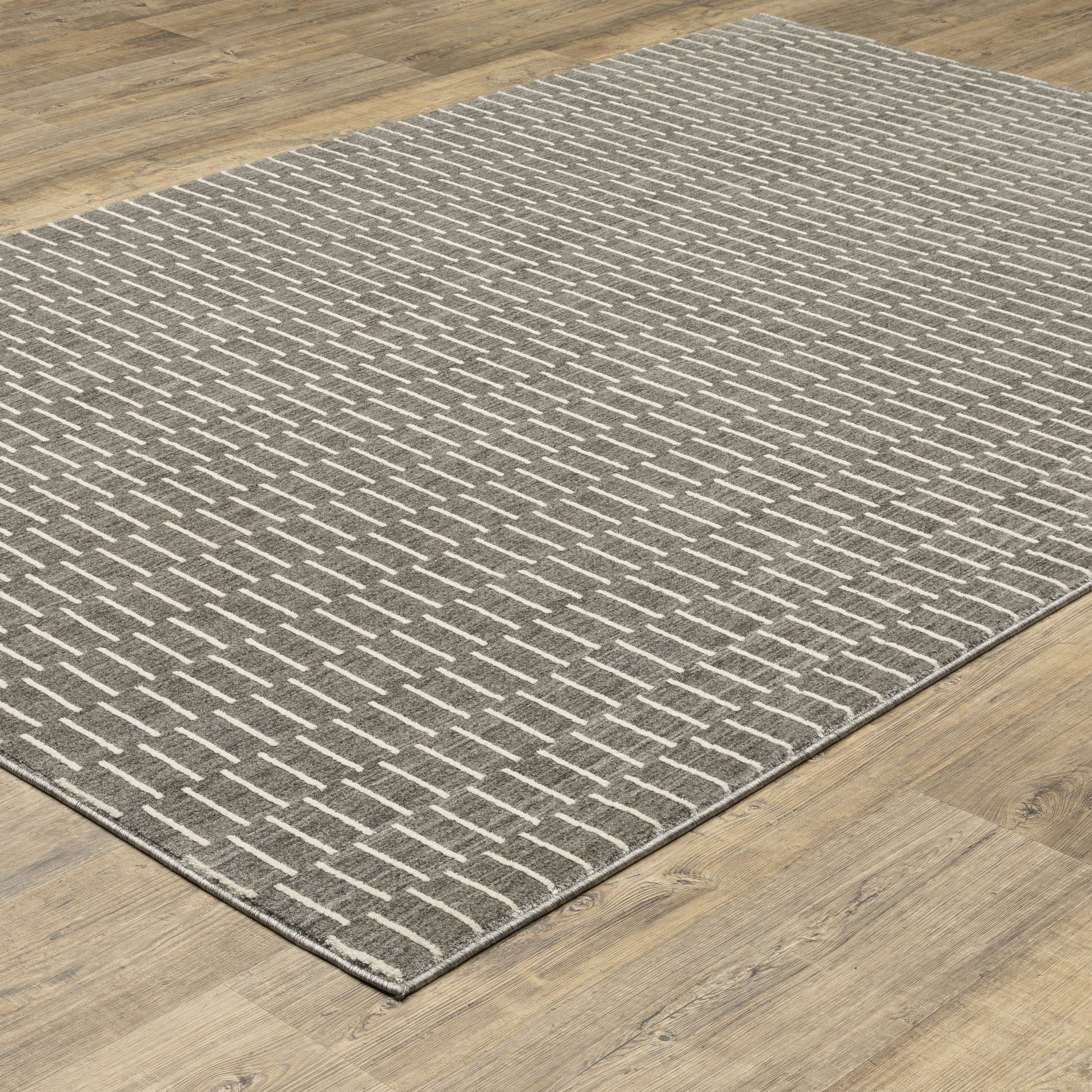 Oliver Geometric Grey/ Beige Cut Pile Rug
