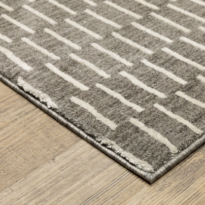 Oliver Geometric Grey/ Beige Cut Pile Rug