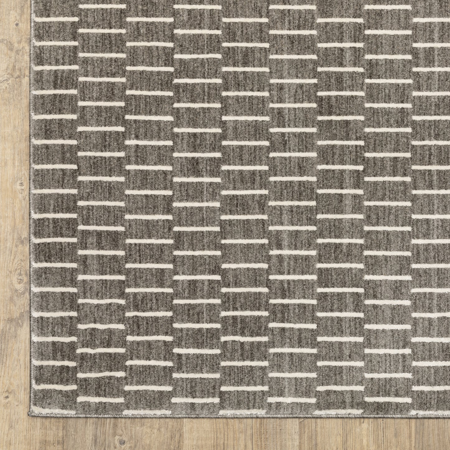 Oliver Geometric Grey/ Beige Cut Pile Rug