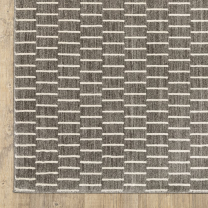 Oliver Geometric Grey/ Beige Cut Pile Rug