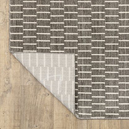 Oliver Geometric Grey/ Beige Cut Pile Rug