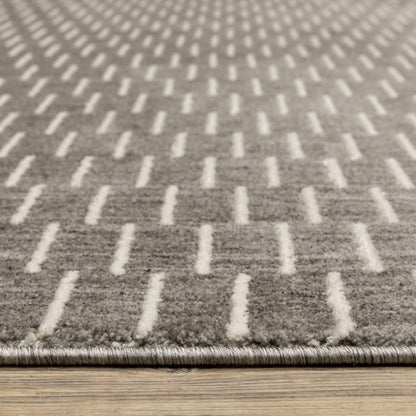 Oliver Geometric Grey/ Beige Cut Pile Rug