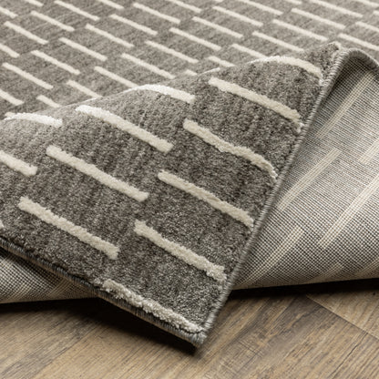 Oliver Geometric Grey/ Beige Cut Pile Rug