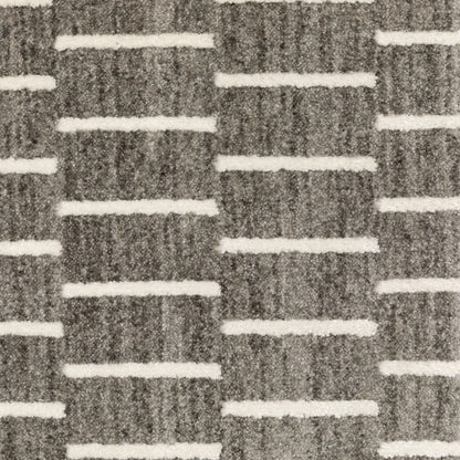 Oliver Geometric Grey/ Beige Cut Pile Rug