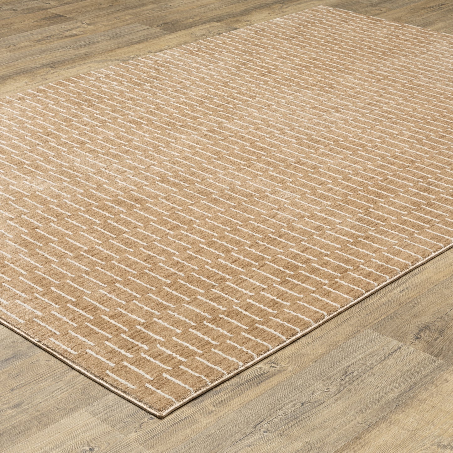 Oliver Geometric Rust/ Beige Cut Pile Rug