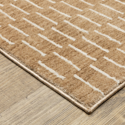 Oliver Geometric Rust/ Beige Cut Pile Rug