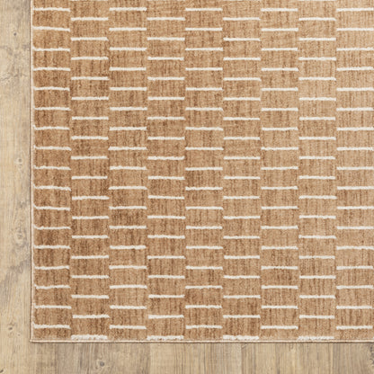 Oliver Geometric Rust/ Beige Cut Pile Rug