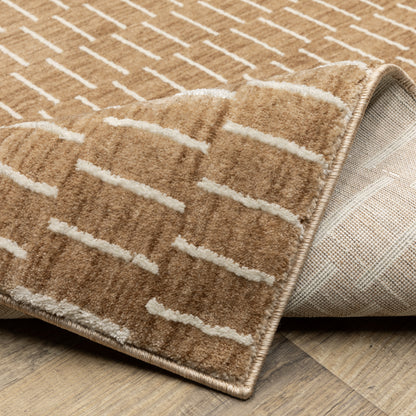 Oliver Geometric Rust/ Beige Cut Pile Rug