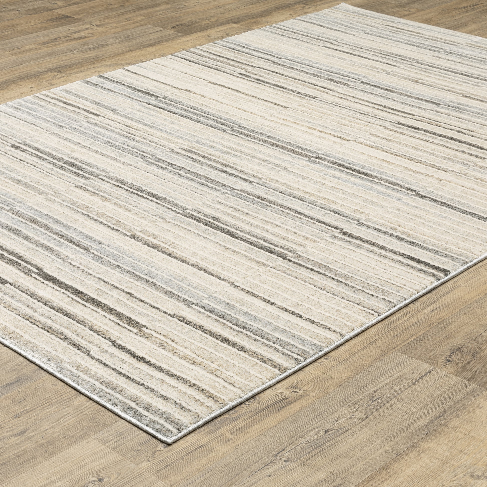 Oliver Stripe Blue/ Grey Cut Pile Rug