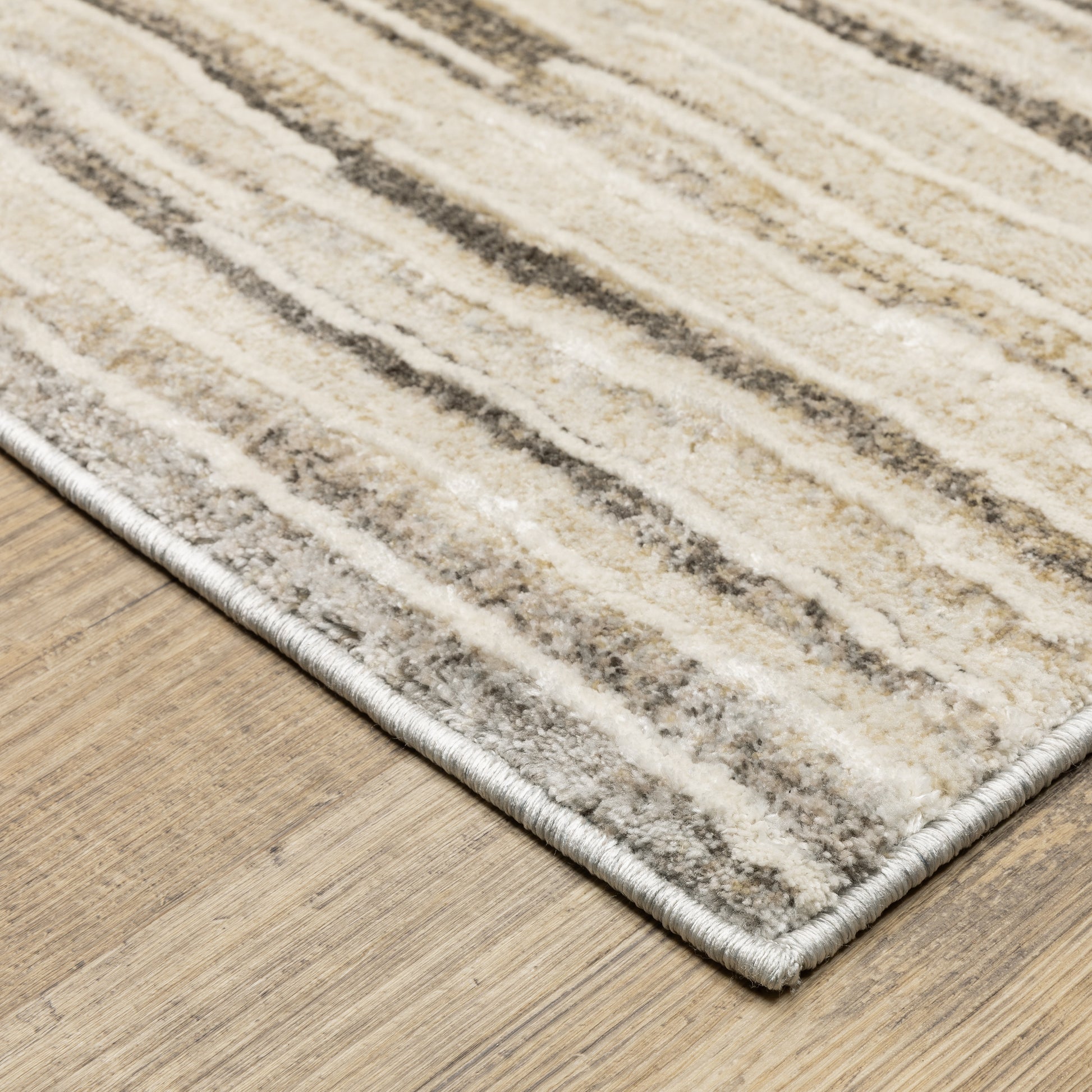 Oliver Stripe Blue/ Grey Cut Pile Rug