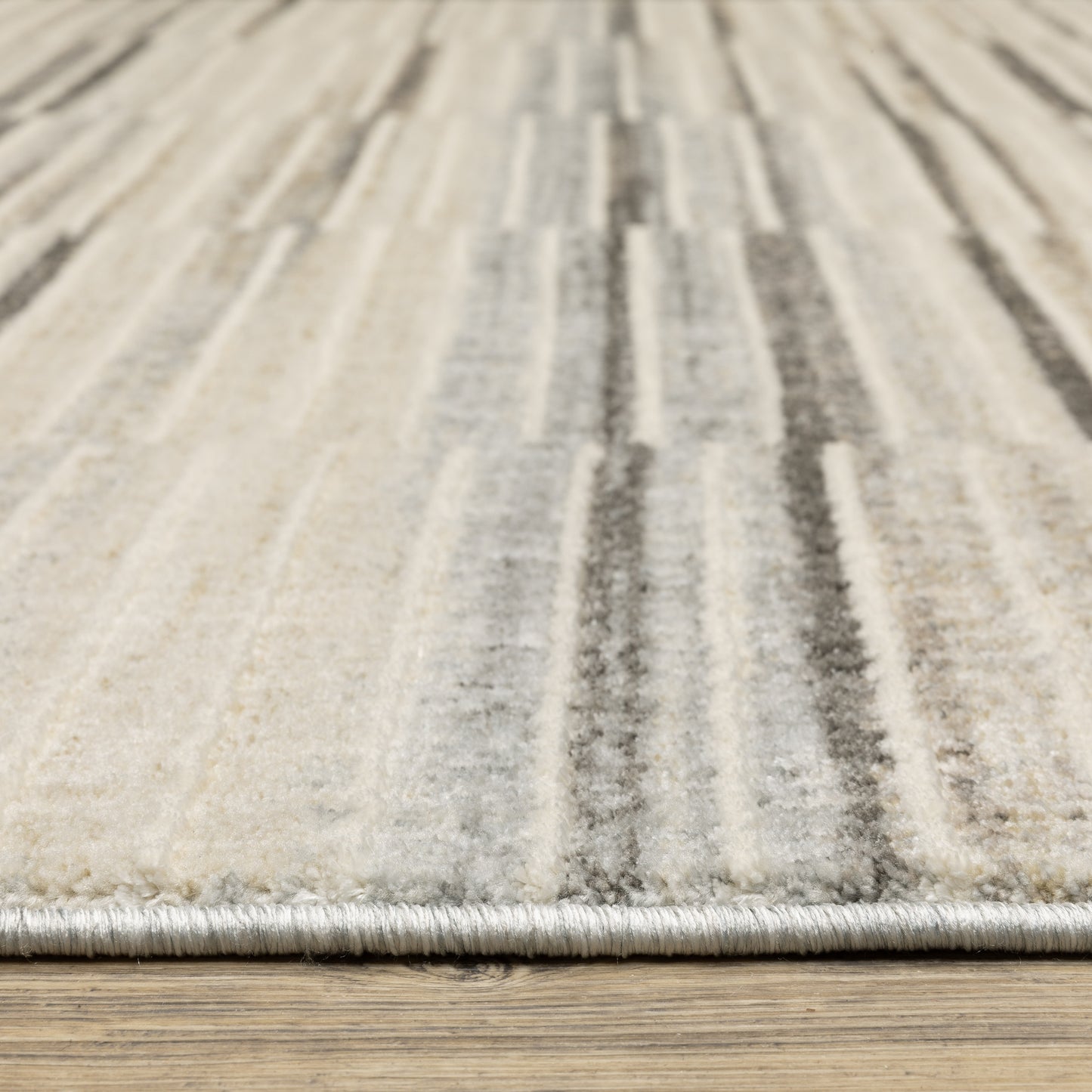 Oliver Stripe Blue/ Grey Cut Pile Rug