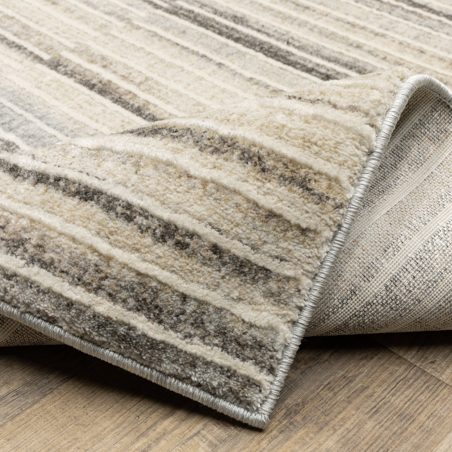 Oliver Stripe Blue/ Grey Cut Pile Rug