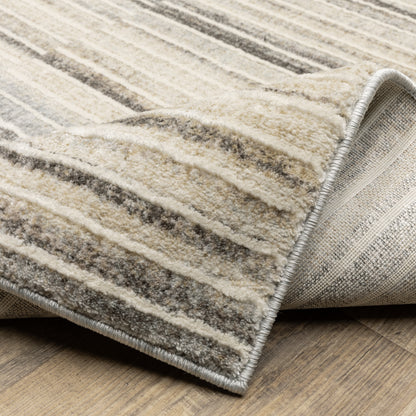 Oliver Stripe Blue/ Grey Cut Pile Rug