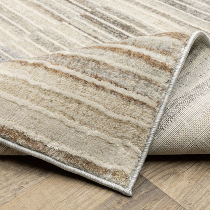 Oliver Stripe Blue/ Rust Cut Pile Rug
