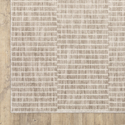 Oliver Stripe Beige/ Beige Geometric Cut Pile Rug