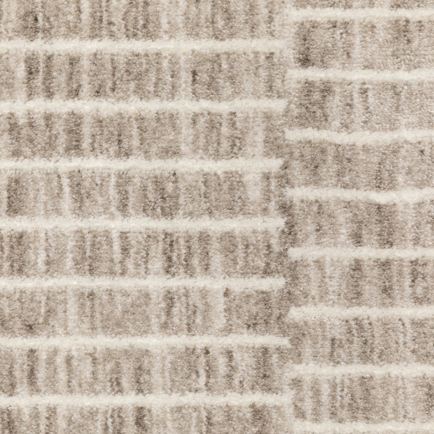 Oliver Stripe Beige/ Beige Geometric Cut Pile Rug