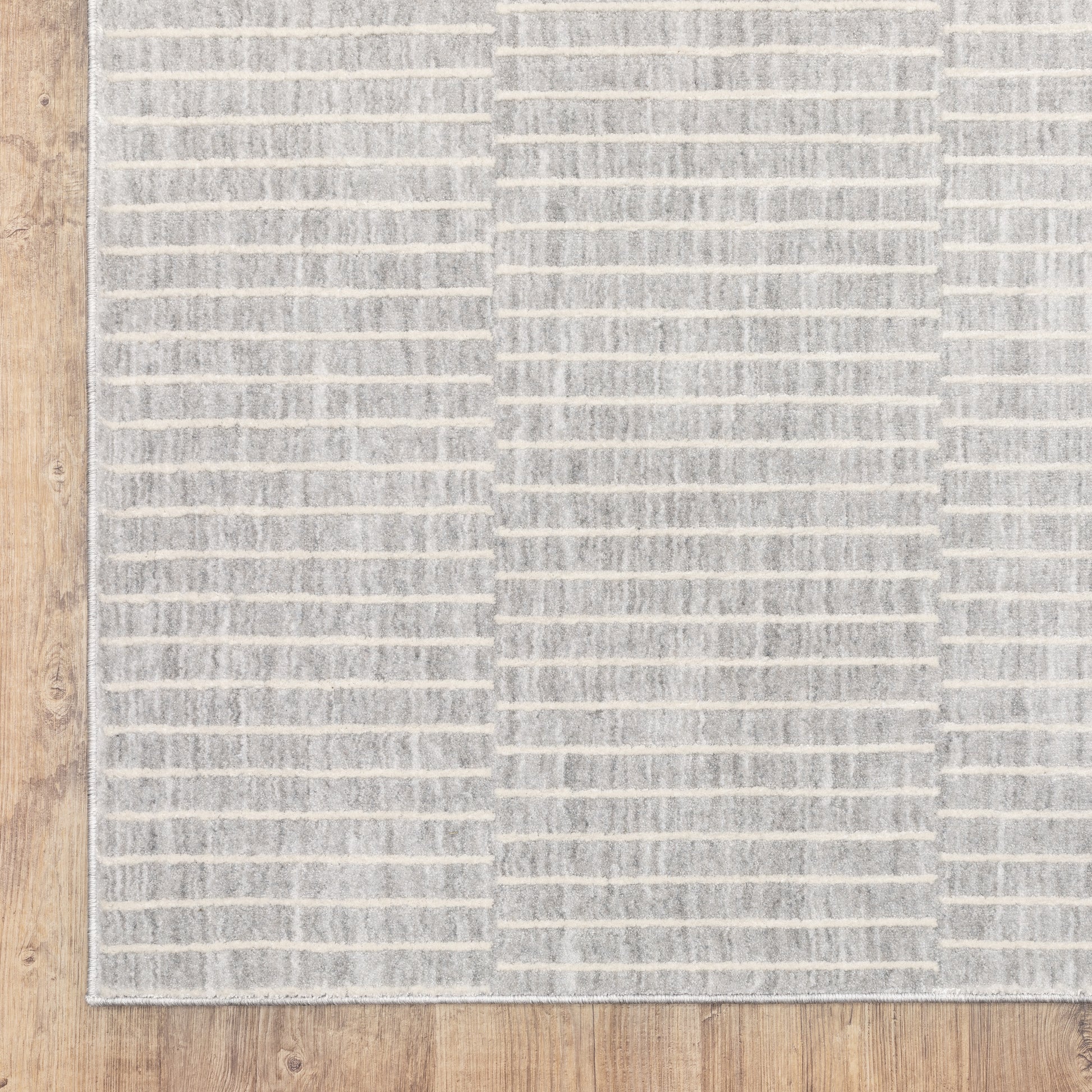 Oliver Stripe Grey/ Beige Geometric Cut Pile Rug
