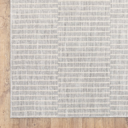 Oliver Stripe Grey/ Beige Geometric Cut Pile Rug