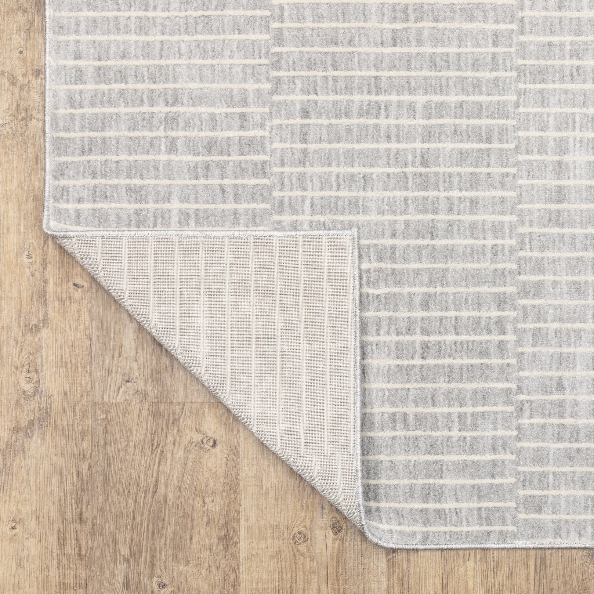 Oliver Stripe Grey/ Beige Geometric Cut Pile Rug