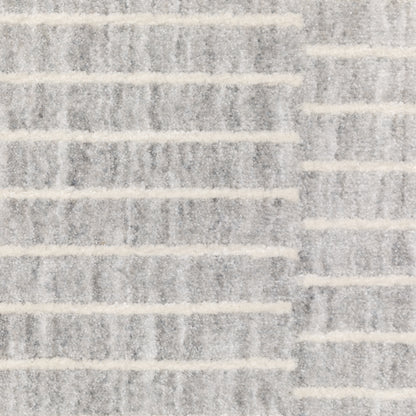 Oliver Stripe Grey/ Beige Geometric Cut Pile Rug