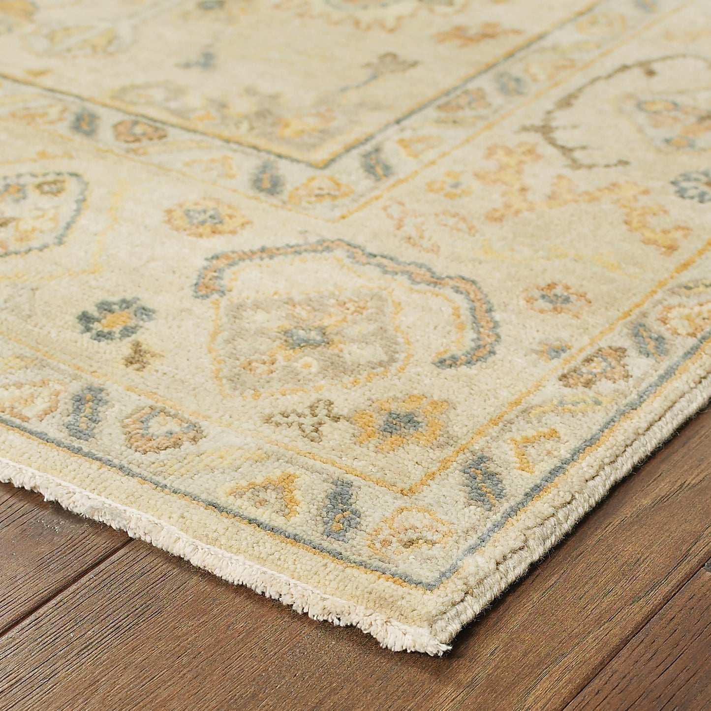 Palace Oriental Beige/ Grey Cut Pile Rug