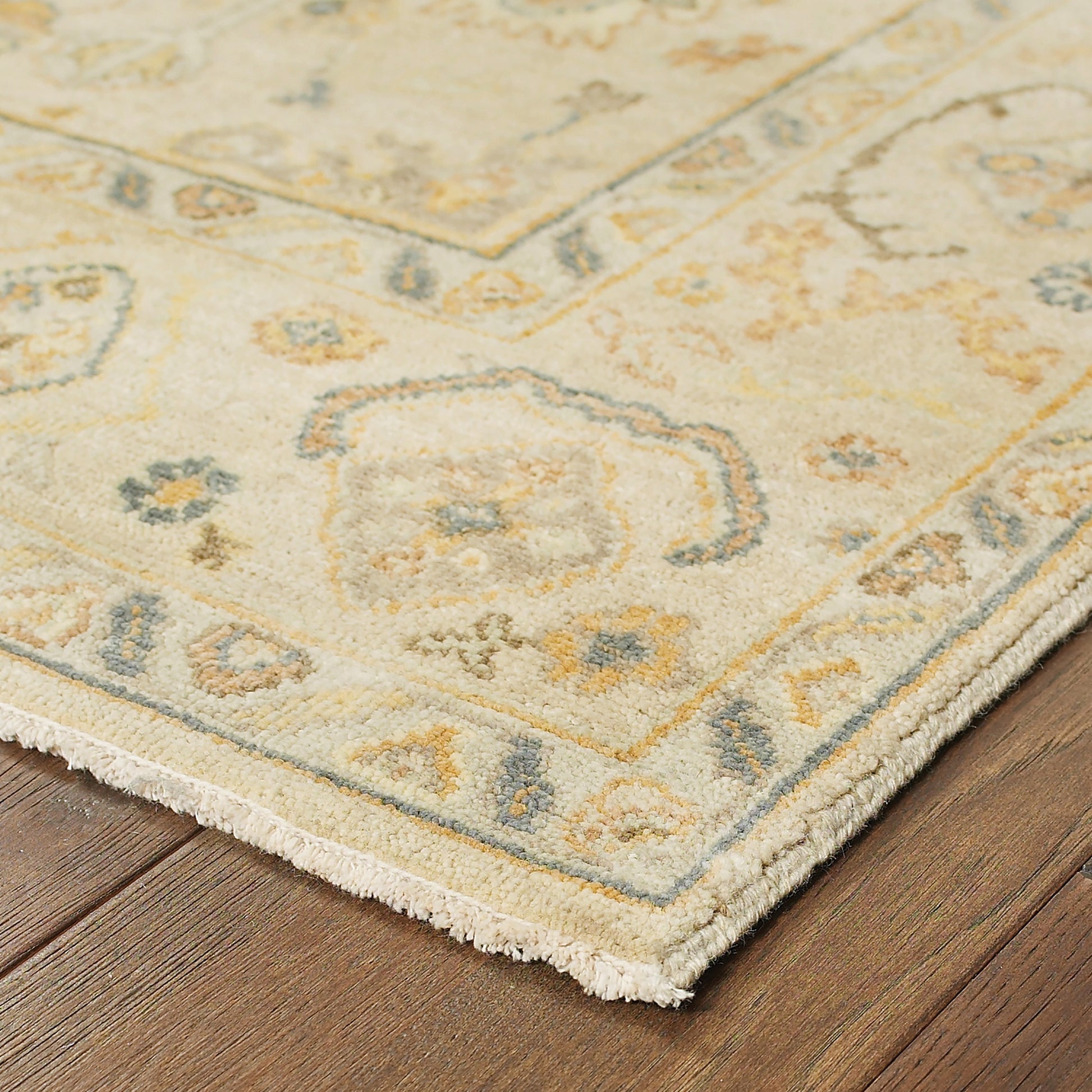 Palace Oriental Beige/ Grey Cut Pile Rug