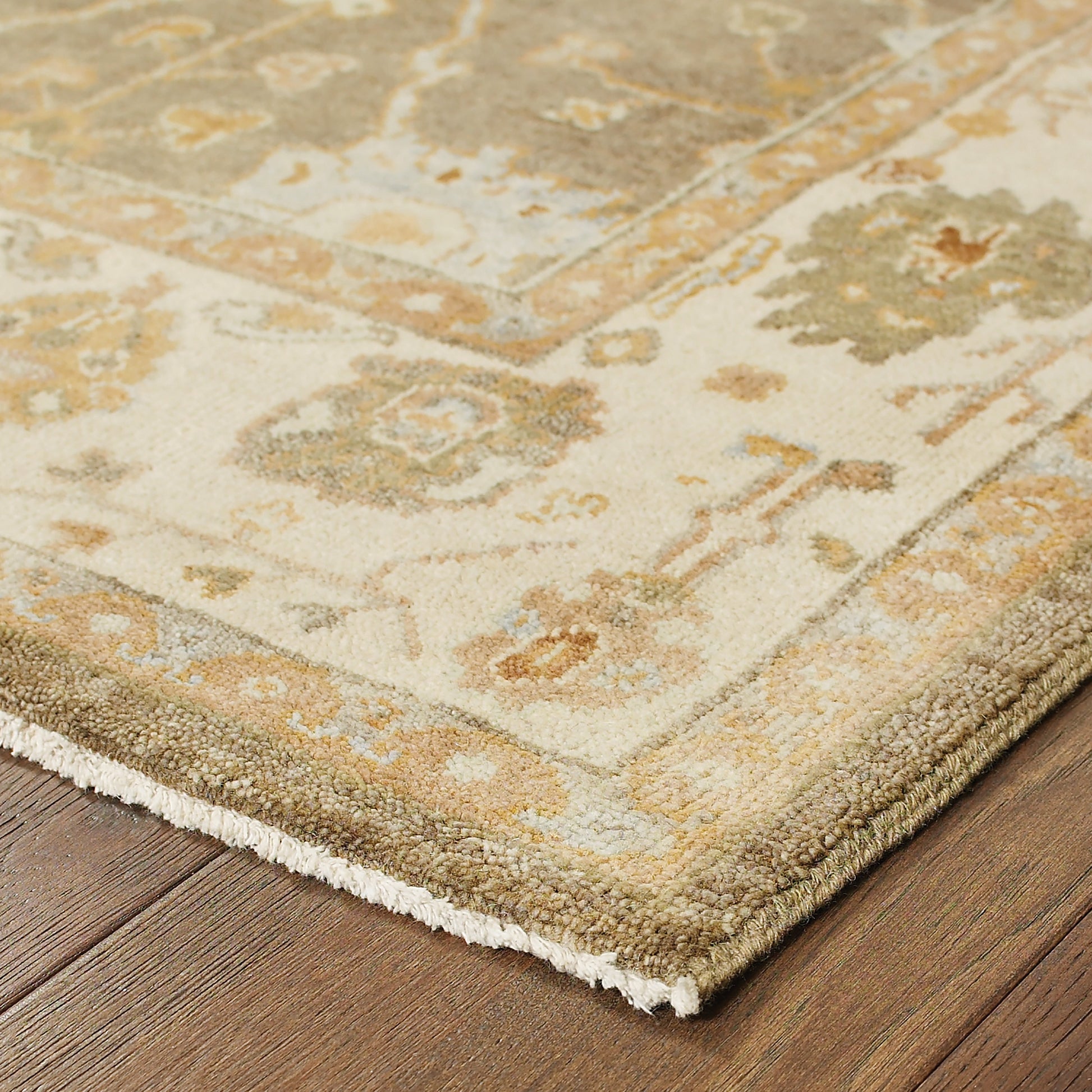 Palace Oriental Brown/ Beige Cut Pile Rug