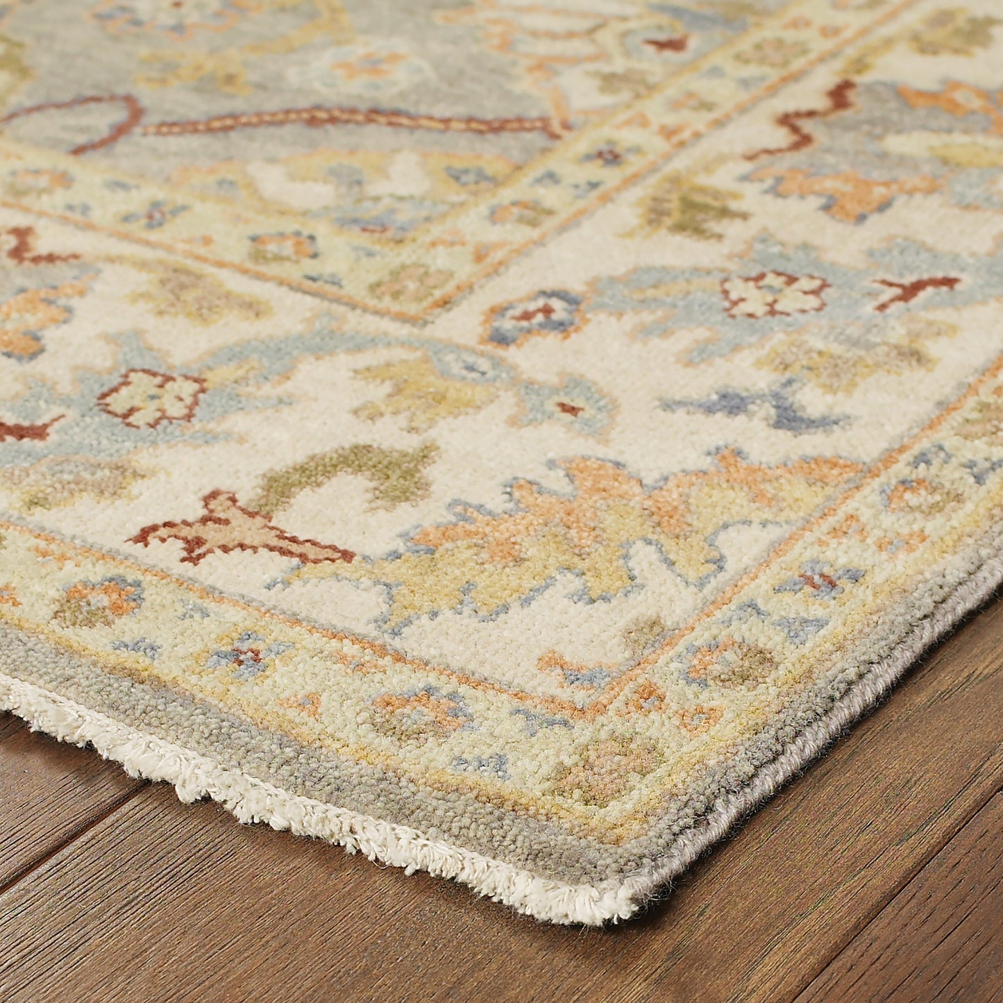 Palace Oriental Grey/ Beige Cut Pile Rug