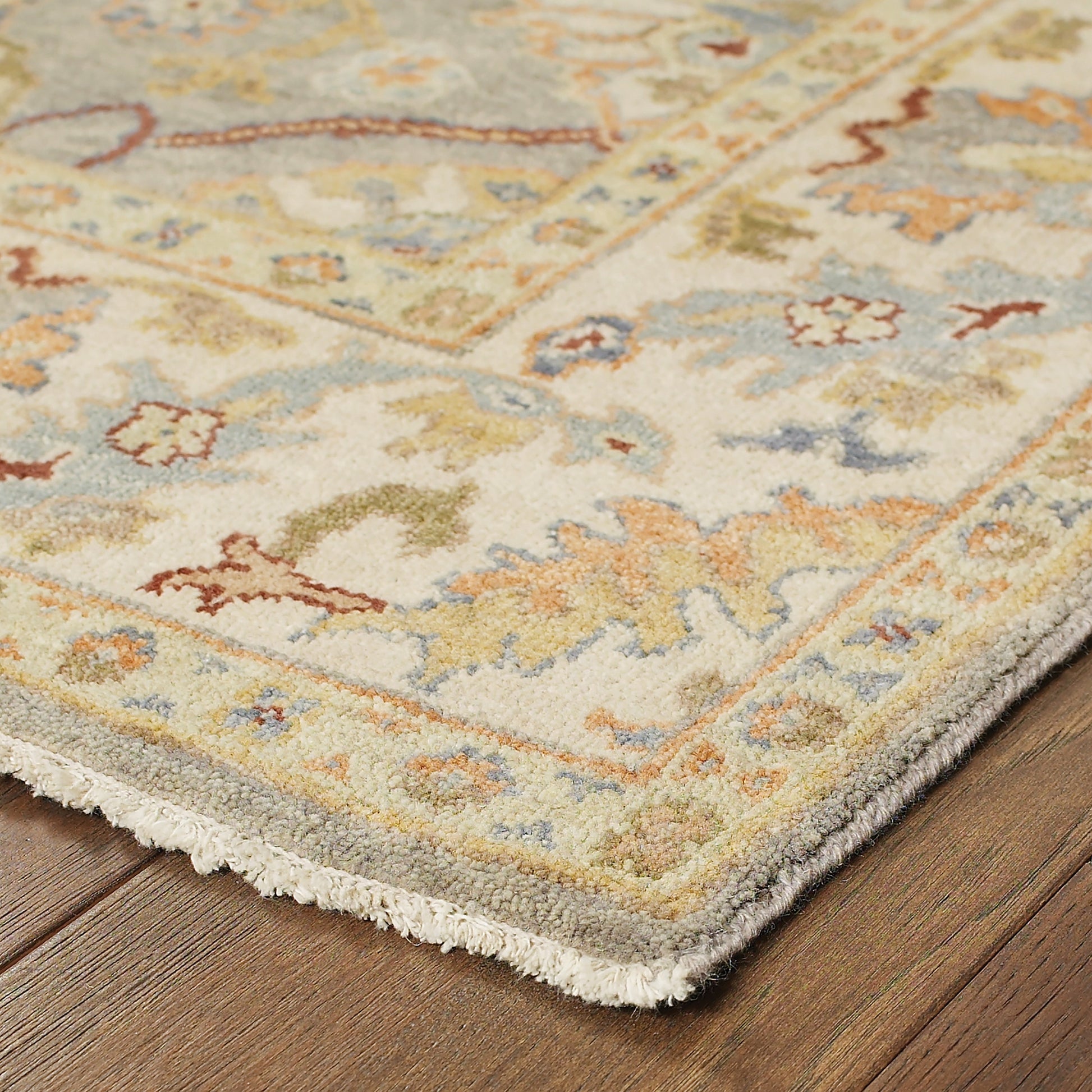 Palace Oriental Grey/ Beige Cut Pile Rug