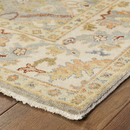 Palace Oriental Grey/ Beige Cut Pile Rug