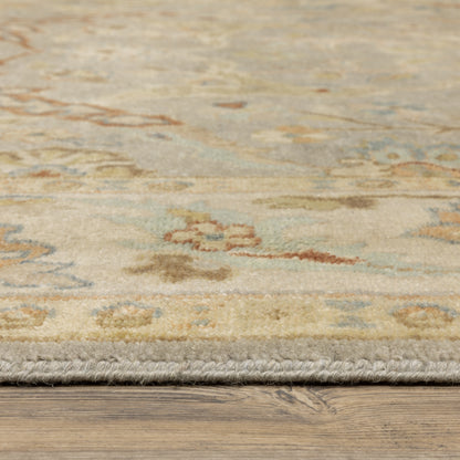 Palace Oriental Grey/ Beige Cut Pile Rug