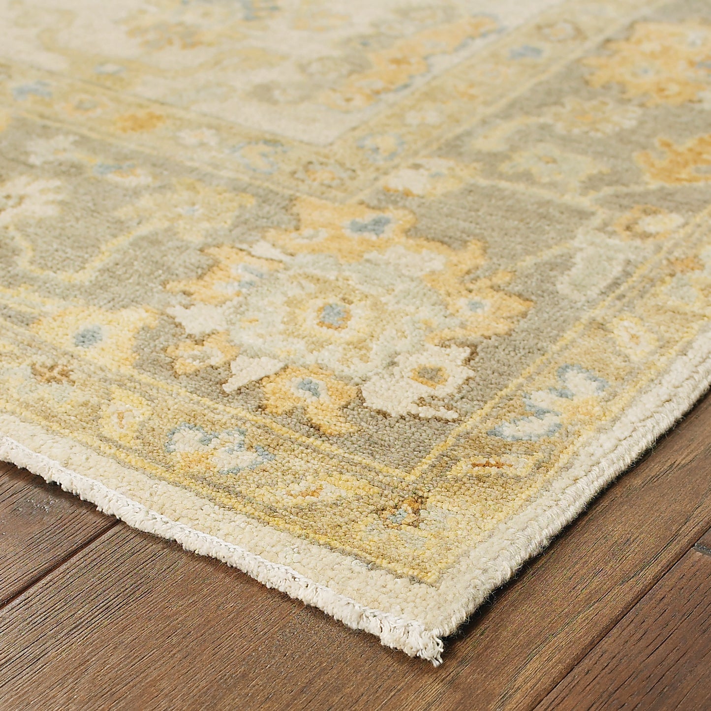 Palace Oriental Beige/ Grey Cut Pile Rug