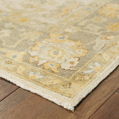 Palace Oriental Beige/ Grey Cut Pile Rug