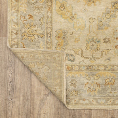 Palace Oriental Beige/ Grey Cut Pile Rug