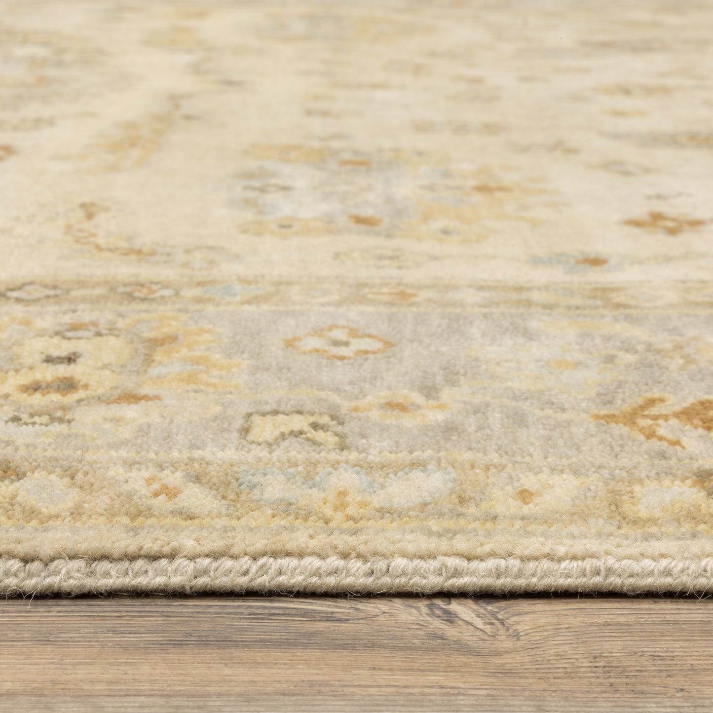 Palace Oriental Beige/ Grey Cut Pile Rug