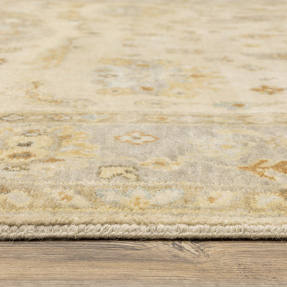 Palace Oriental Beige/ Grey Cut Pile Rug