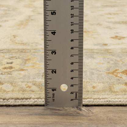 Palace Oriental Beige/ Grey Cut Pile Rug